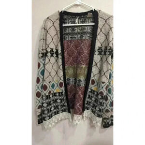 Women's granny sweater with lace hem detail by BKE, size Small